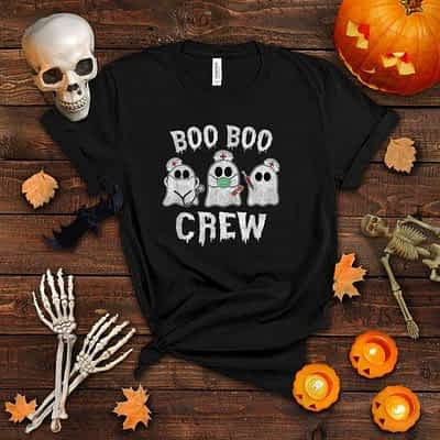 Boo Boo Crew Funny Nurse Halloween Ghost Costume Funny Women T Shirt