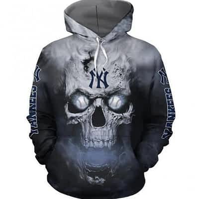 New York Yankees Skull Pullover And Zippered Hoodies 3D