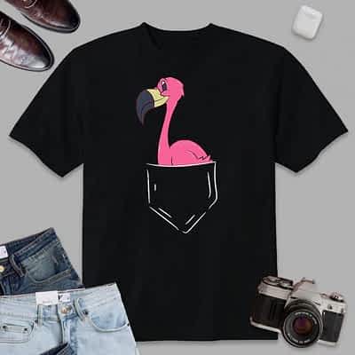 Womens Pink Flamingo In The Pocket Flamingo In Pocket Flamingo Girl T-Shirt