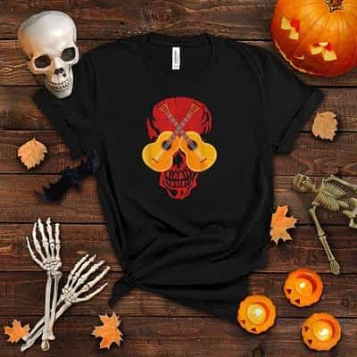 Guitarist Musician Music Skull Guitar Halloween Costume T Shirt