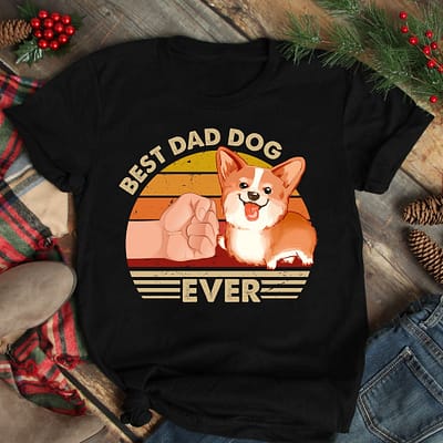 Best Dad Ever Shirt Vintage Best Corgi Dog Dad Ever