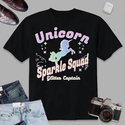 Unicorn Sparkle Squad Glitter Captain For Women & Girls T-Shirt