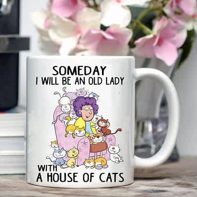 Old Lady Cat Mug An Old Lady With A House Of Cat