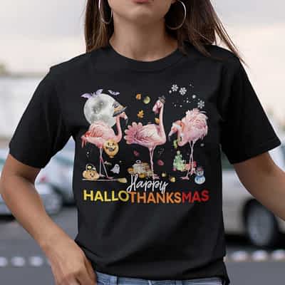 HalloThanksMas Flamingo Shirt