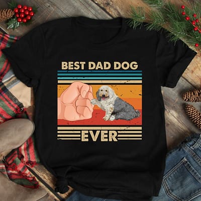 Best Dad Ever Shirt Vintage Best Old English Sheepdog Dad Ever