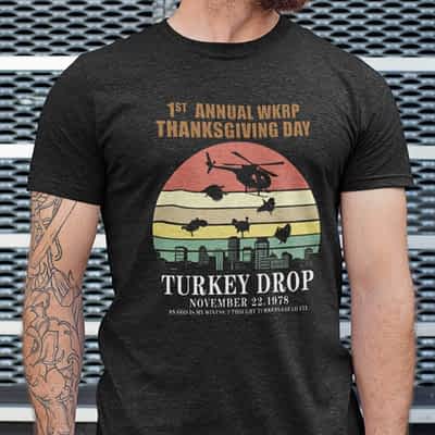 Funny WKRP Turkey Drop Shirt Vinatge Thanksgiving Tee