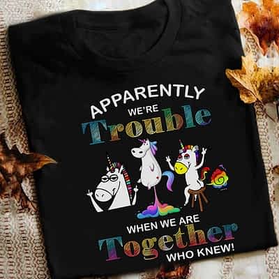 Unicorn Shirt We're Trouble When We Are Together Who Knew