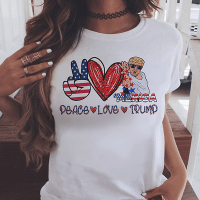Peace Love Trump Merica 4th Of July Shirt