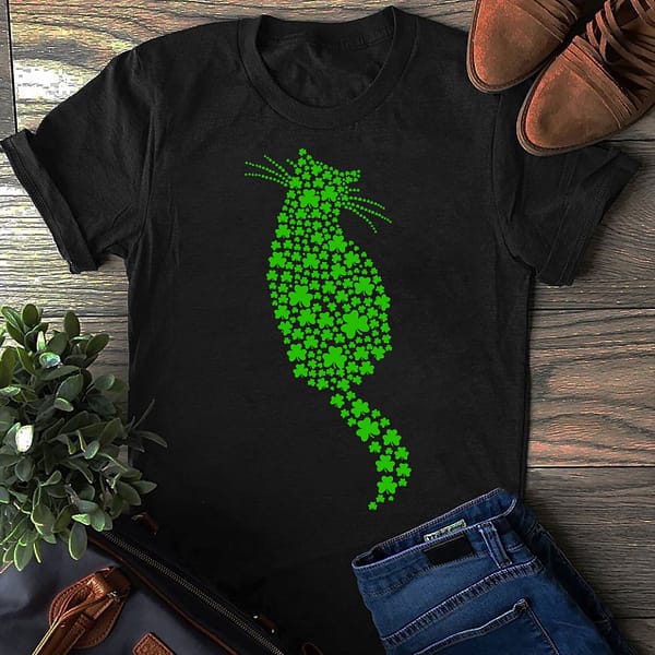 cat 4 leaf clover shirt st patrick day scaled 1
