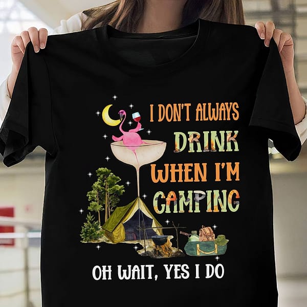 flamingo i dont always drink when im camping shirt