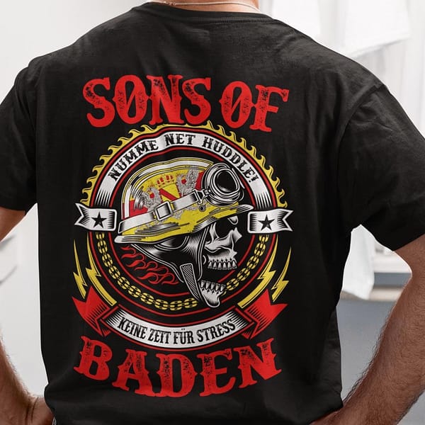 funny biker skull sons of baden shirt