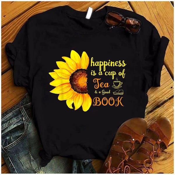 happiness is a cup of tea and a good book shirt
