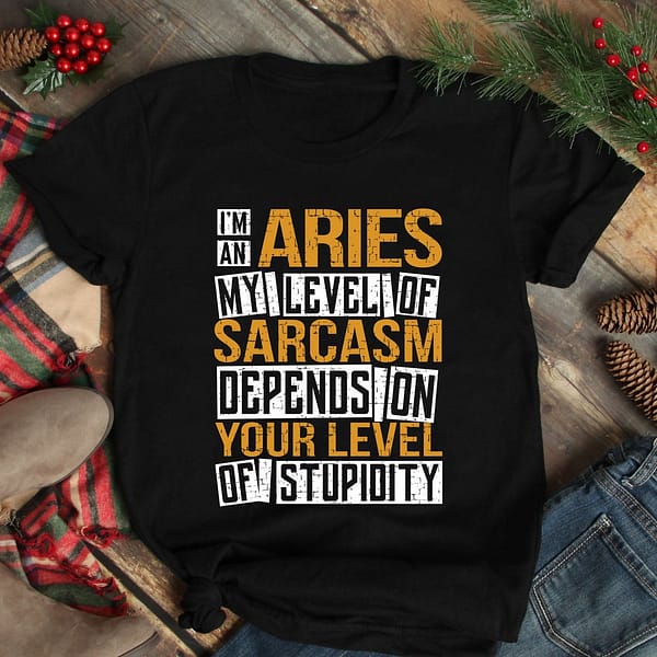 im an aries shirt level of sarcasm depends on stupidity