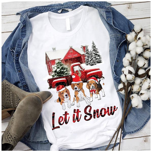 let it snow beagle dog shirt cotton