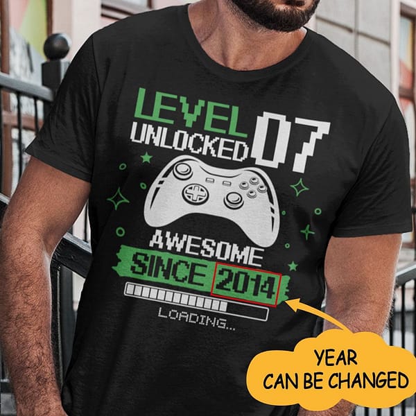 level unlocked 7 shirt awesome since 2014