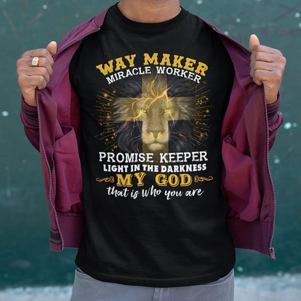 lion jesus shirt way maker miracle worker promise keeper t shirt