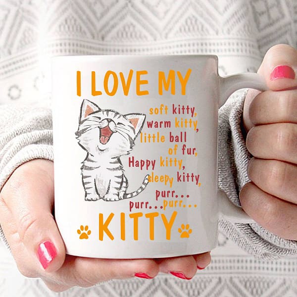 porcelain cat mug i love my kitty soft kitty happy kitty