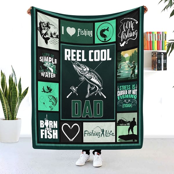 reel cool dad fishing dad blanket