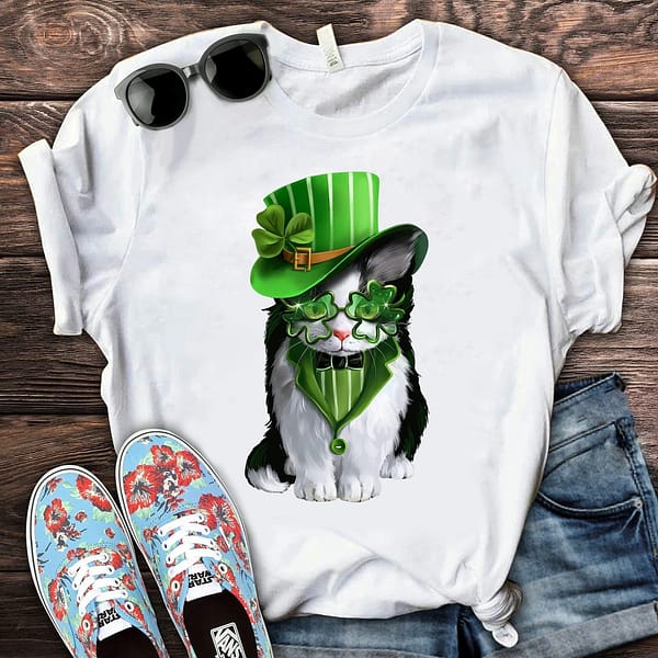 st patrick day cat irish shirt