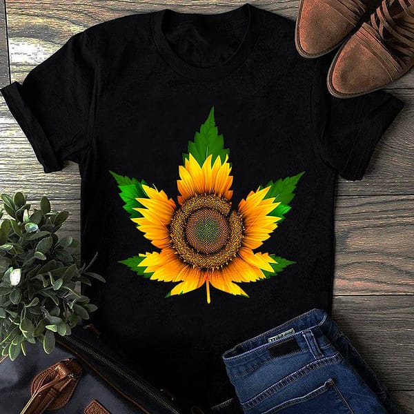 sunflower cannabis leaf shirt