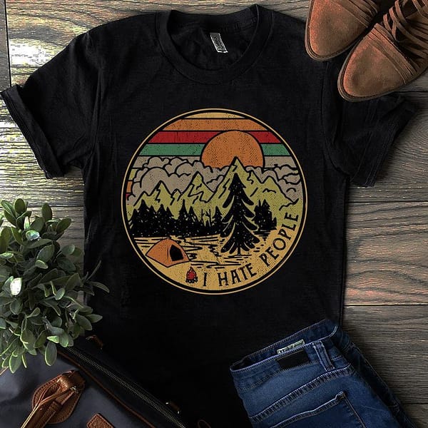 vintage sunset camping shirt i hate people