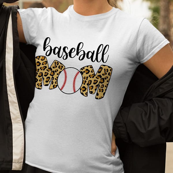 baseball mom leopard funny softball mom shirt