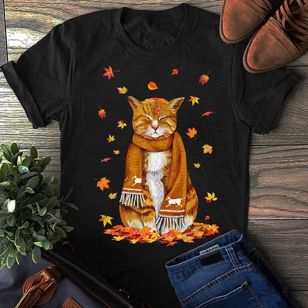 cat shirt autumn cat wearing scarf scaled 1