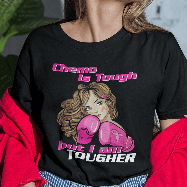 chemo is tough but i am tougher breast cancer awareness shirt