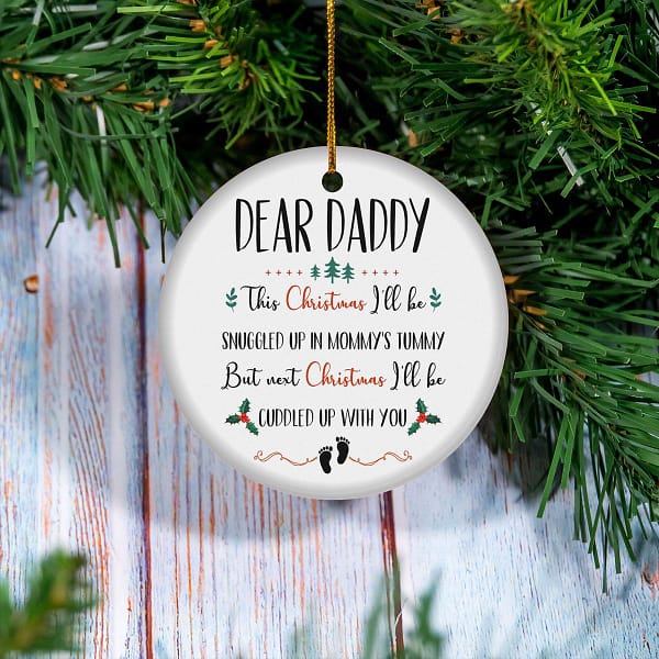 dear daddy this christmas ill be snuggled up in mommys tummy ornament