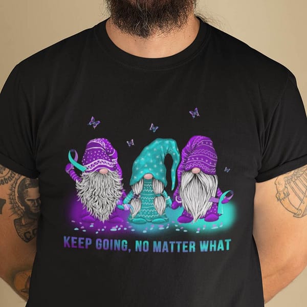 gnome keep going no matter what shirt suicide awareness ribbon mock
