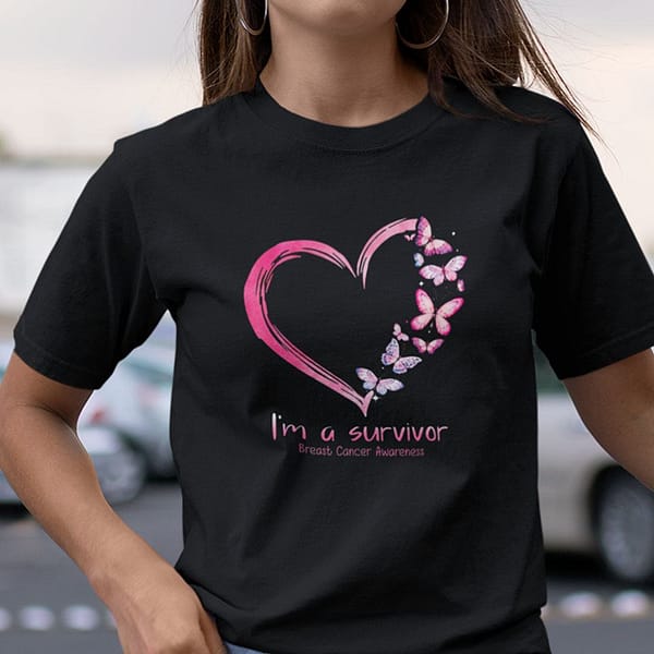 im a survivor breast cancer awareness butterfly heart shirt