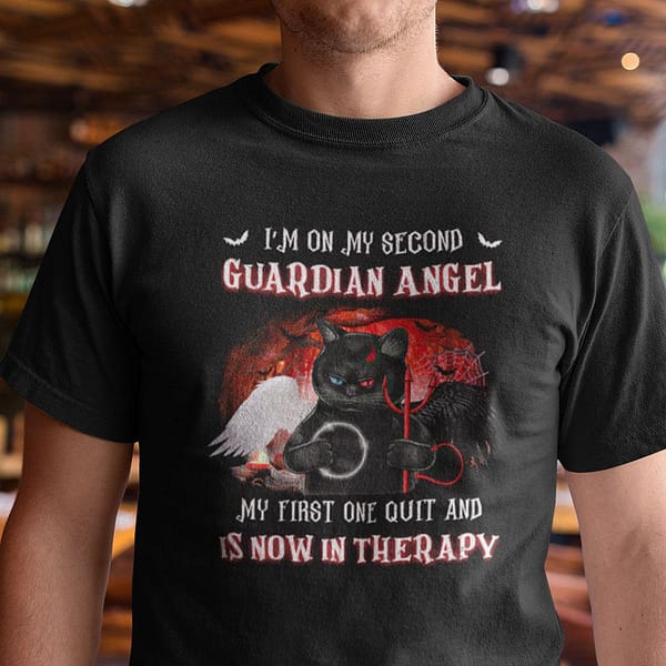 im on my second guardian angel shirt black cat