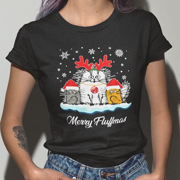 merry fluffmas cat lover christmas shirt