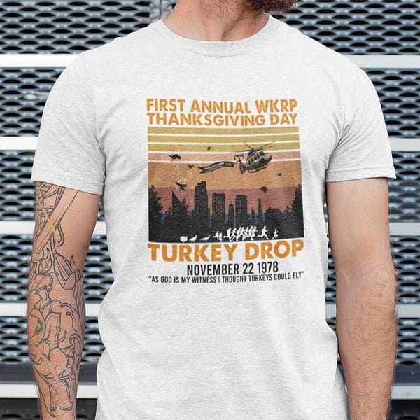 funny wkrp turkey drop shirt thanksgiving tee