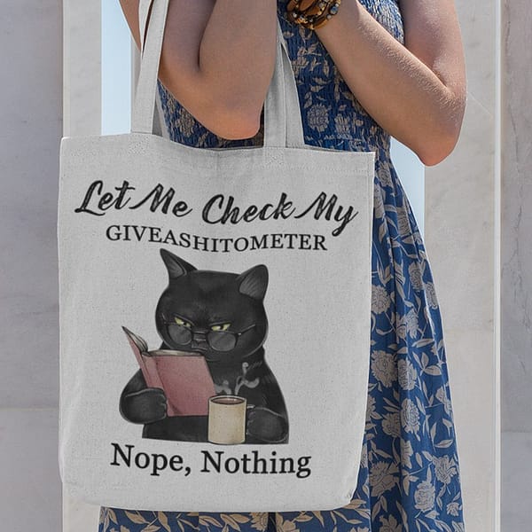 black cat tote bag giveashitometer nope nothing
