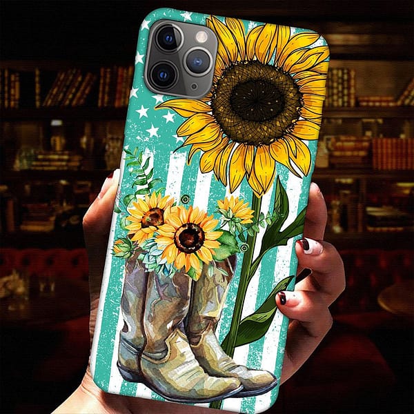 boots sunflowers american flag phone case