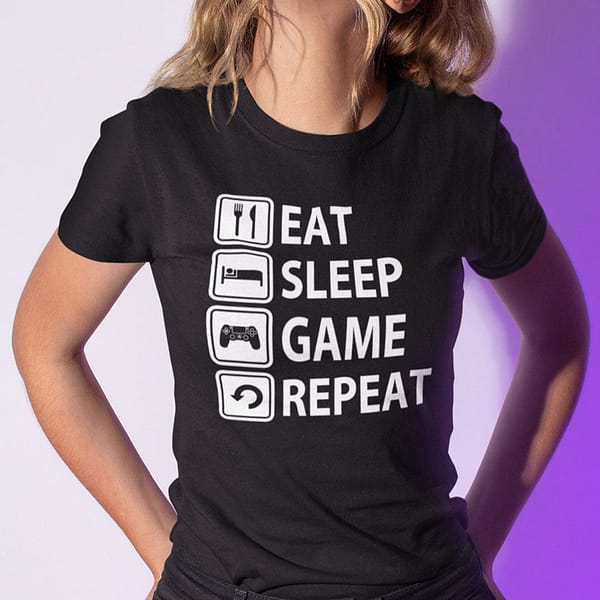 eat sleep game repeat shirt gaming lover