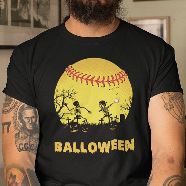funny balloween t shirt baseball lover halloween tee