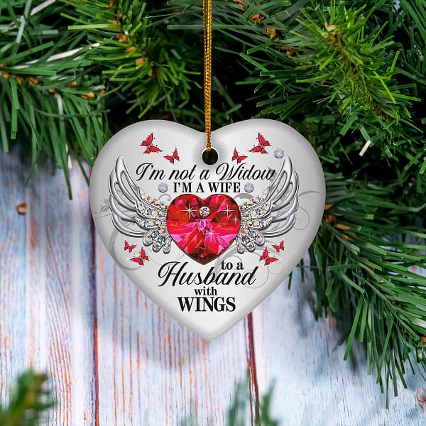 im not a widow im a wife to a husband with wings ornament