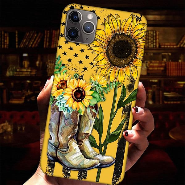 sunflower boots american flag phone case farming lover