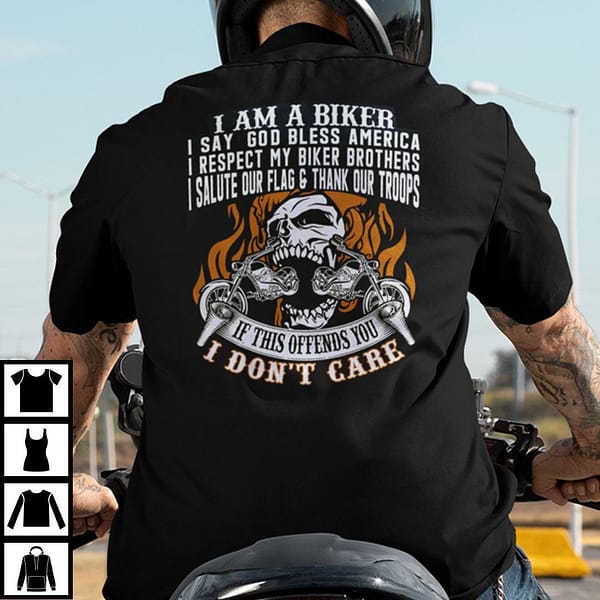 i am a biker i say god bless america i respect my biker brother shirt