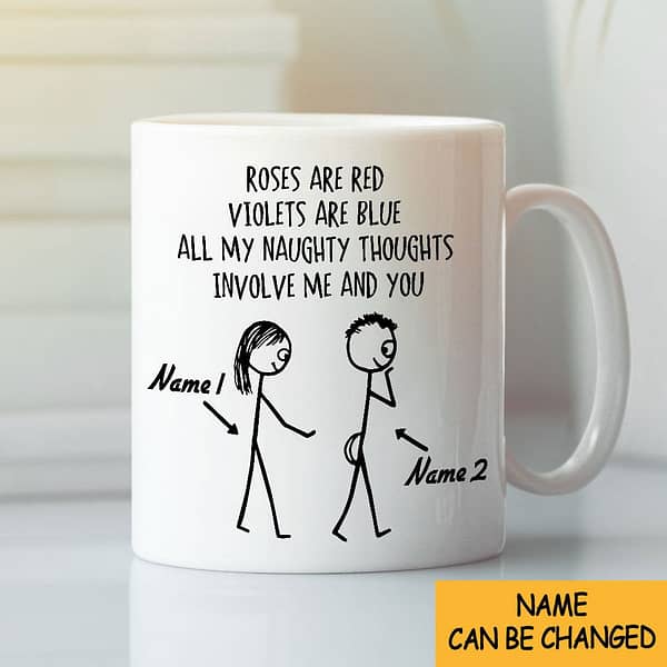 personalized rose are red violets are blue mug