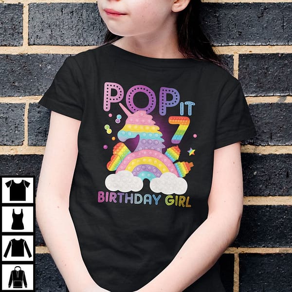 pop it 7 birthday girl shirt 7th birthday gift