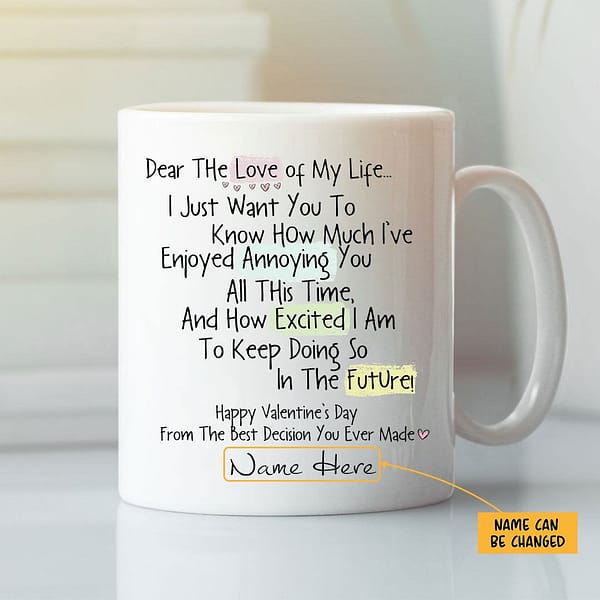 personalized dear the love of my life i just want you to know mug