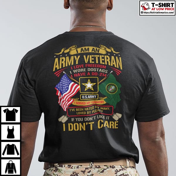i am a army veteran i love freedom i wore dogtags shirt