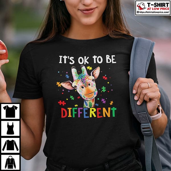 its ok to be different autism awareness giraffe shirt 2