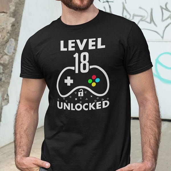 level 18 unlocked 18th birthday gaming shirt 2