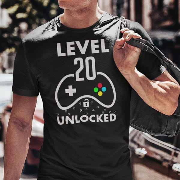 level 20 unlocked 20th birthday gaming shirt 2