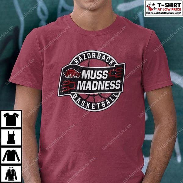 muss madness shirt muss madness razorback basketball logo tee cc