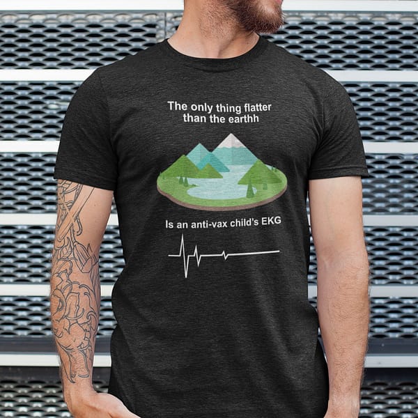 the only thing flatter than earth is an anti vax childs ekg shirt
